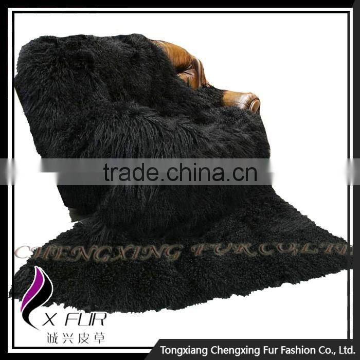 CX-D-23D Home Customize Design Genuine Mongolian Lamb Fur Blanket