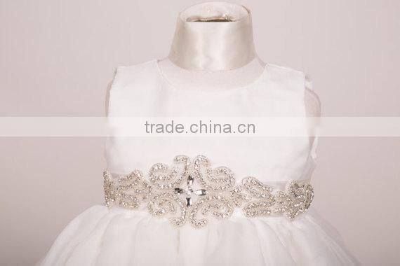 2017 Hot Selling Plain White Baby Girl Short Party Wear Dress