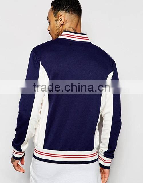 Custom men navy track jacket with baseball collar