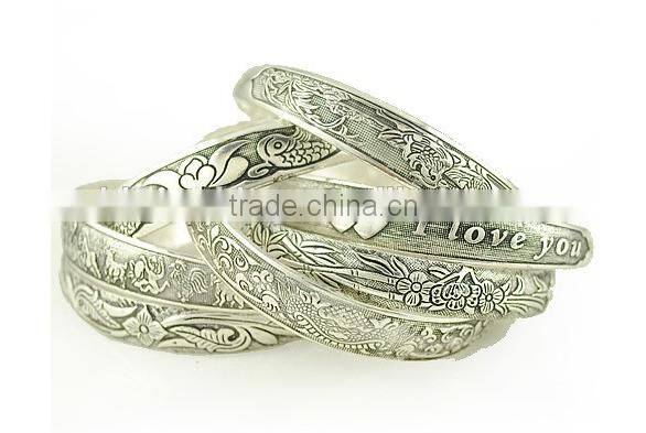 2016 antique silver cuff bangle new custom design cuff bangle wholesale cheap zinc alloy bangle