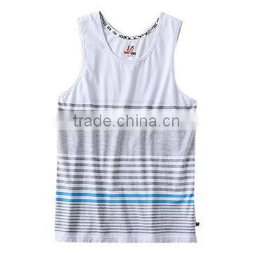 Green linear design casual vest tops for kids