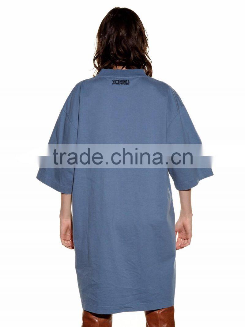 Oversized Cotton Jersey T Shirt With Embroidered Logo Short Sleeve Drop Shoulder Casaual Tee Dress