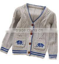 Fashion Lapel Collar Baby Boys Pattern Knitwear Cotton Children Cardigan Knitwear