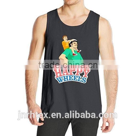 Custom mens printed cotton silk tank top