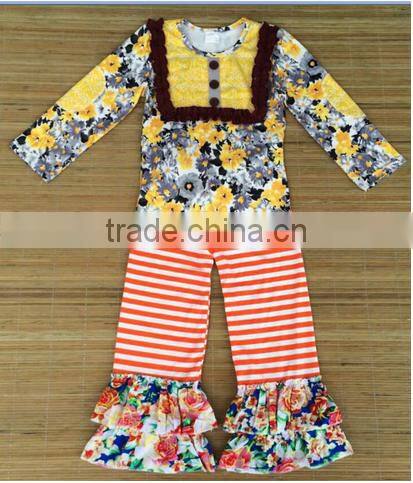 Boya new arrive autumn and winter New kids clothes girl baby long sleeve cotton flower casual suits baby clothing wholesale