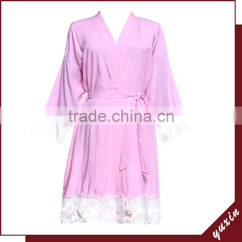 Cotton Lace Robe,Wedding Bride Bridesmaid robe with lace LR0012