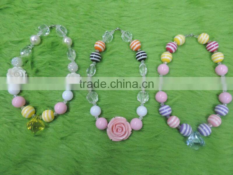 Children Boutique Necklace Flower Pearl Colorful Necklace Baby Girl Party Necklace
