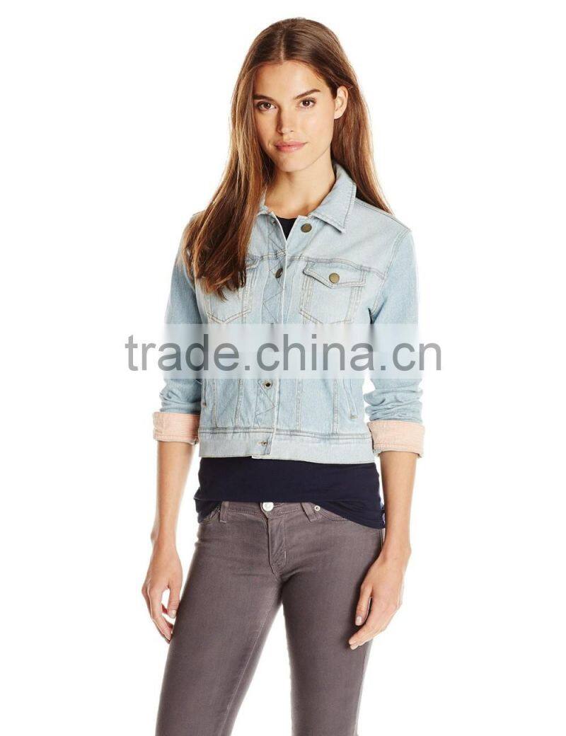 High Quality Hot Sale OEM Service Women's Plus-Size Gray Denim Jacket/Blazer