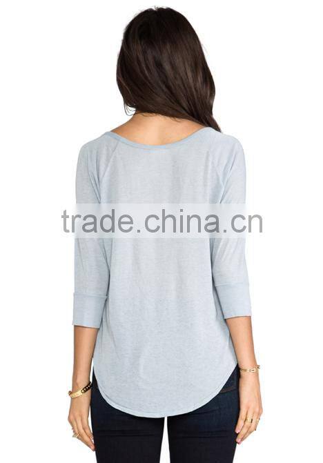women printing henley shirt