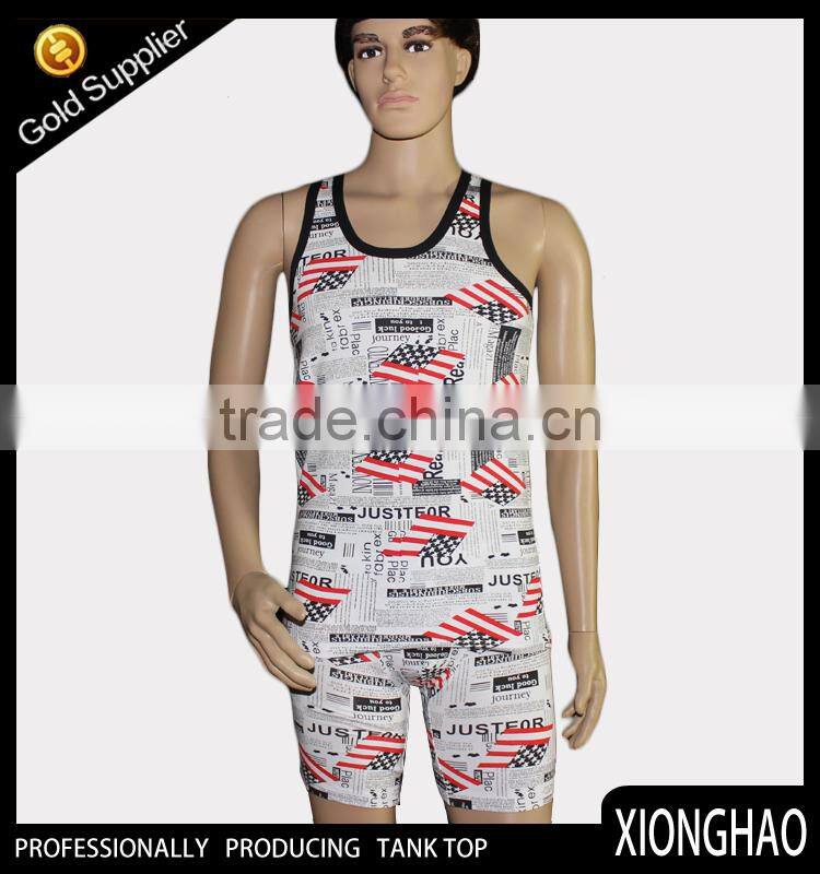 organic cotton blank gym mens stringer singlet wholesale with round neck