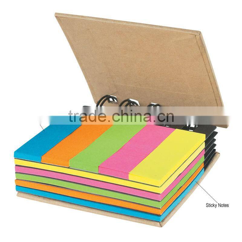 Mini spiral notebook with colorful noteflags