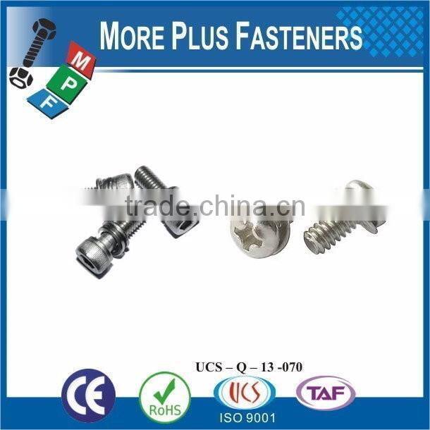 Taiwan JIS B1187 M3 M12 M3-0.5 x 8mm Phillips Pan Head Zinc Finish Steel Split Lock Washer SEMS Machine Screw
