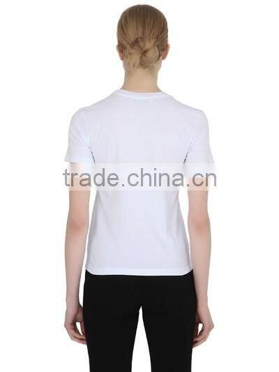 Custom Fashion White Printed T-Shirts Cotton/polyester Girls Fashion White Printed T-Shirts Short Sleeve Slim T Shirts for women