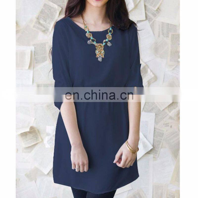 2016 Women Summer Casual Long Sleeve shirt- Evening Party Cocktail Short Mini Dress -High quality stylish simple shirt