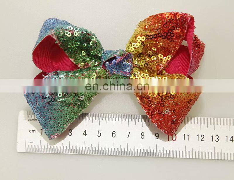 Hot sale big bow with Metal Hair Clips 12cm sequin bow alligator Clips for kids