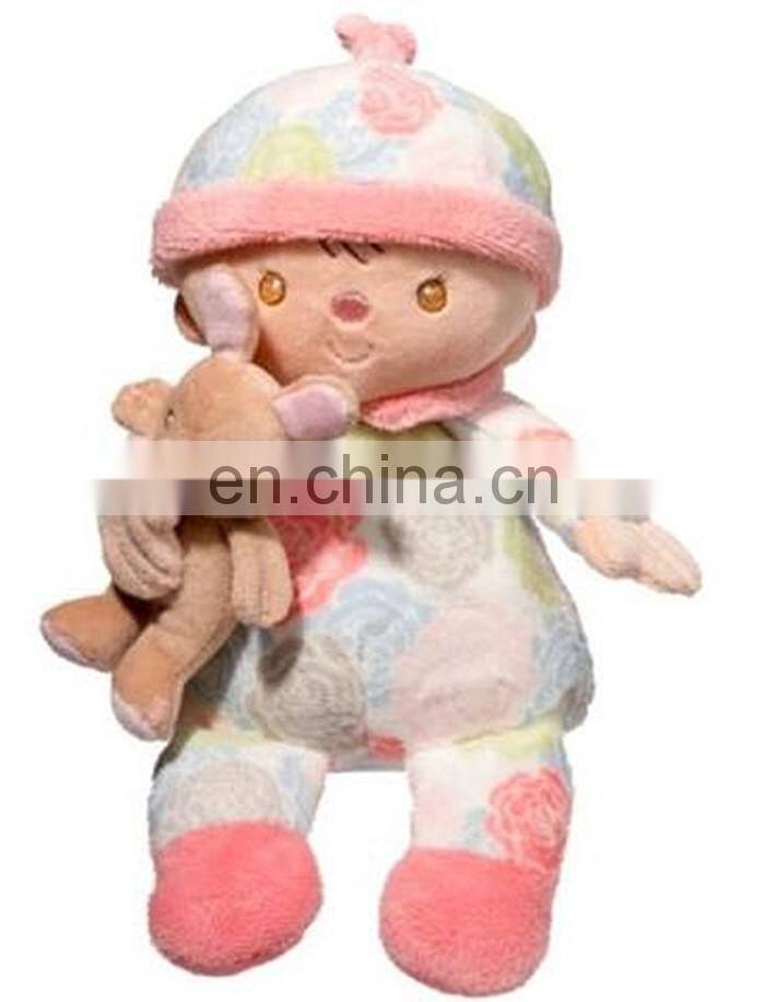 rose pattern girl doll with bunny
