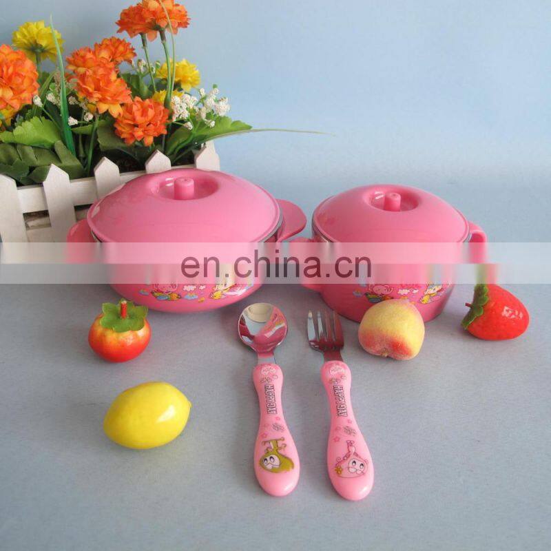 Pink stainless steel baby bowl