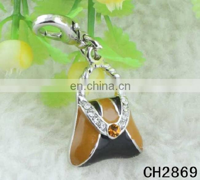 New design custom silver metal enamel charm shape bag For Girl