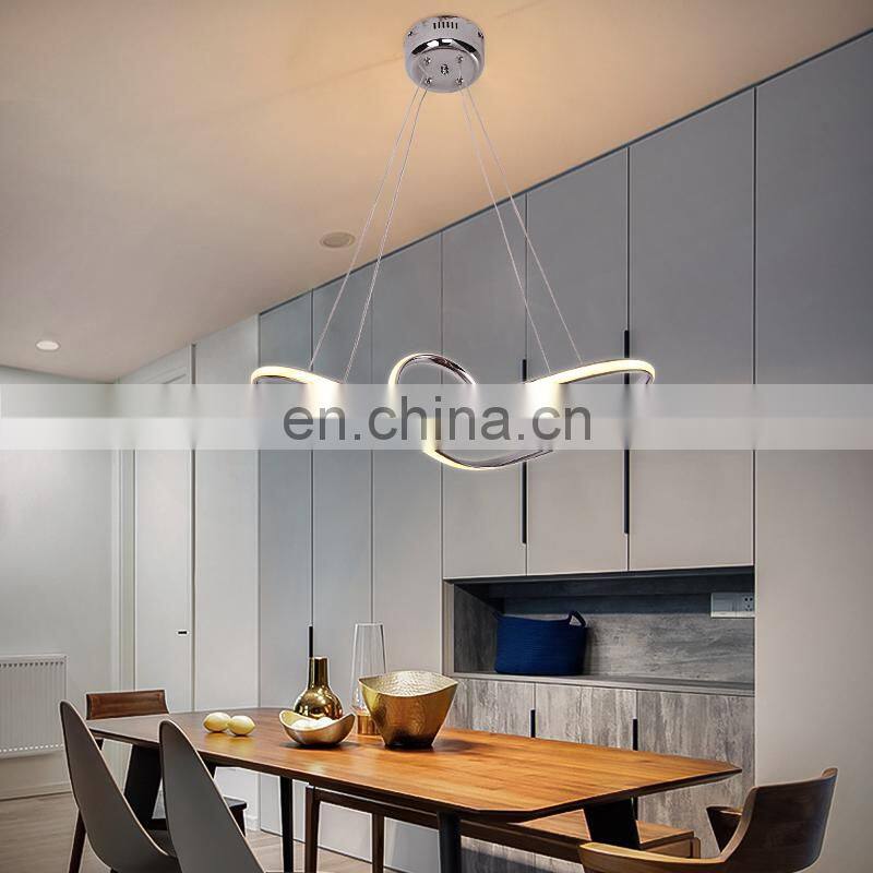 Simple silver dining chandelier custom chrome glossy decorative pendant light