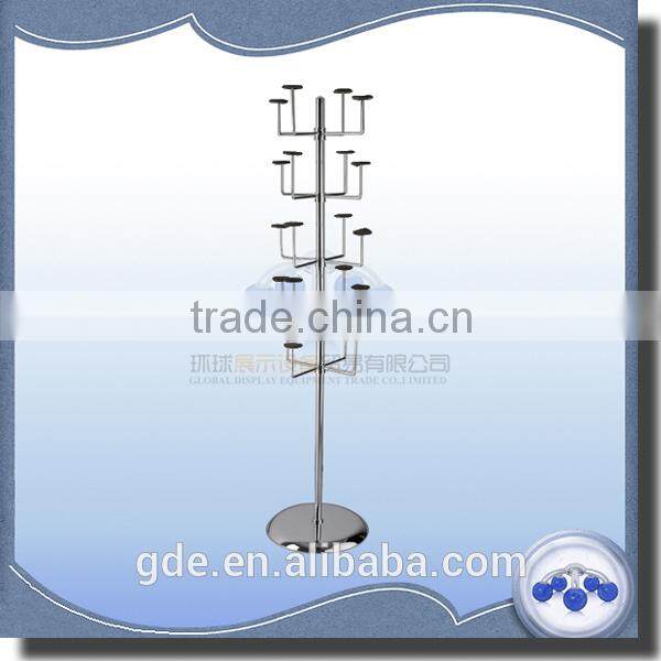 Metal adjustable chrome caps display rack to supermarket&store