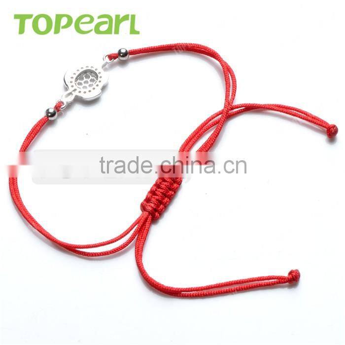 Topearl Jewelry Fashion Cubic Zirconia 925 Sterling Silver Beads Jewelry for Women Turtle Charm Hand-knitted Bracelet 9SB23