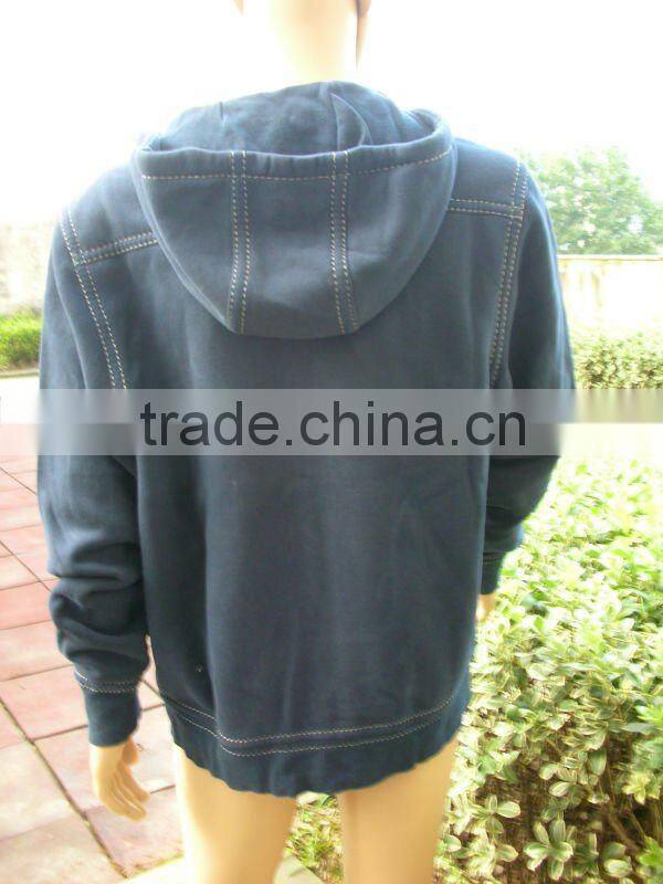 Men's fleece hoody sweater heavy thread wide stitch