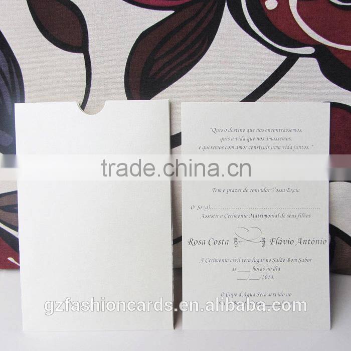 Luxury Custom Pocket Folds Lace Envelopes Invitation Cards Silver Wedding