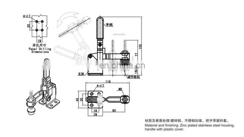 DK603-8 Zinc Coated Steel / SS Toggle With Plastic Cover Handle