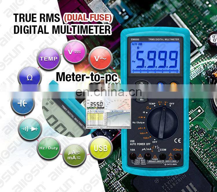 all-sun EM6000 Professional True RMS digital multimeter 3 5/6-digit LCD display multimeter max/min value recording tester