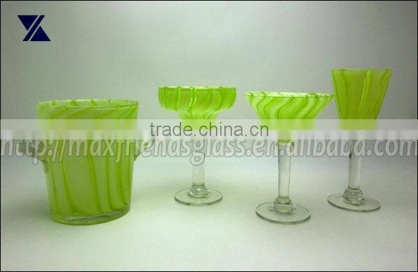 green glass pitcher, glass jar hand blown