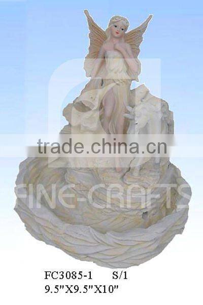 Polyresin fairy and unicorn decoration Indoor water fountain