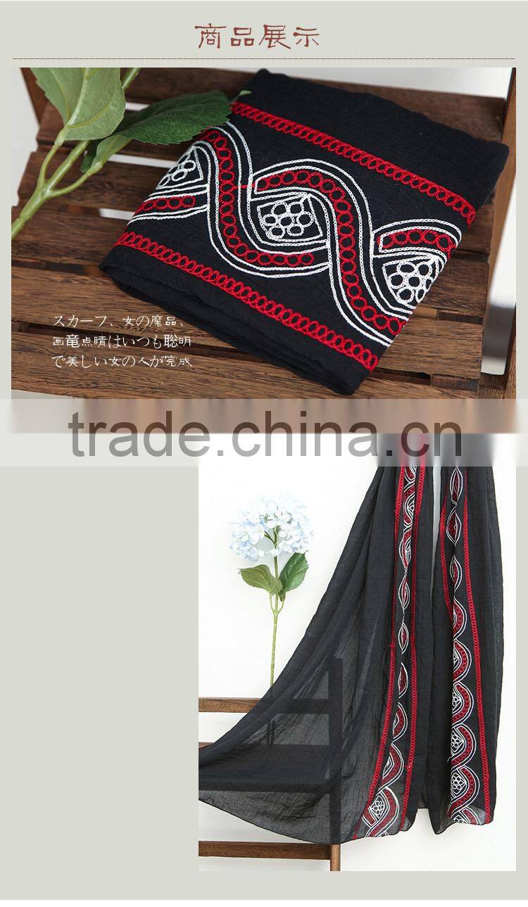 New Design Maxi Long Soft Viscose Embroidery Women Muslim Scarf