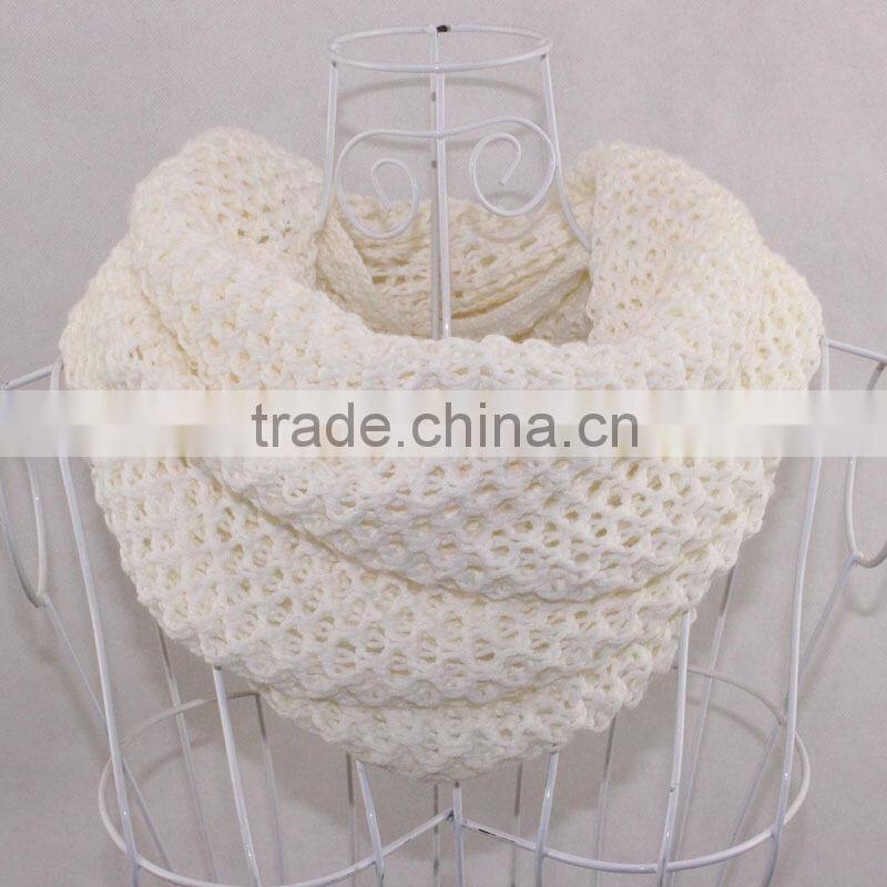 2014 Winter Newest White Warm Acrylic Circle Loop Scarf