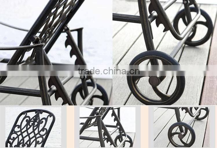 Outdoor Classic Beach Lounge Design Sofa Hollow Cast Aluminum Chaise Lounge Sofa