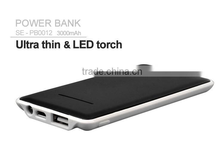 Christmas and New Year Gift Portable Power Bank with 3000mAh capacity LED torch and LED indicator to show