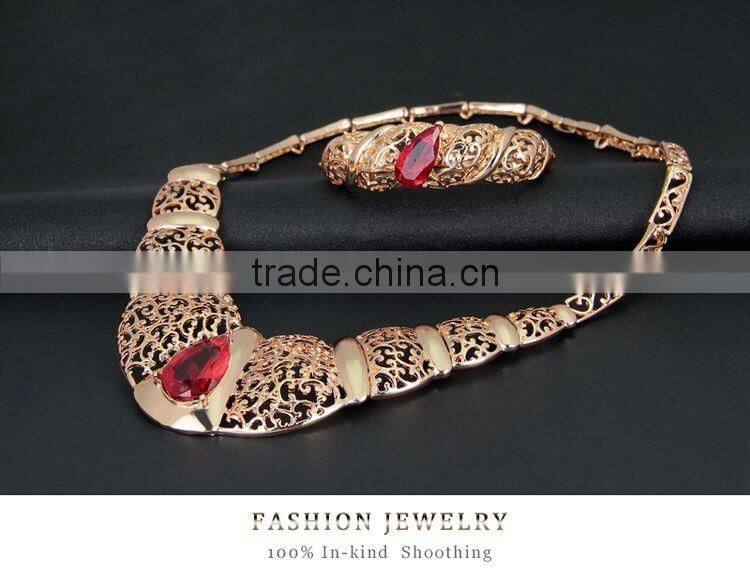 New Fashion Women African Jewelry Sets Gold Plated Alloy Wedding Necklace Sets