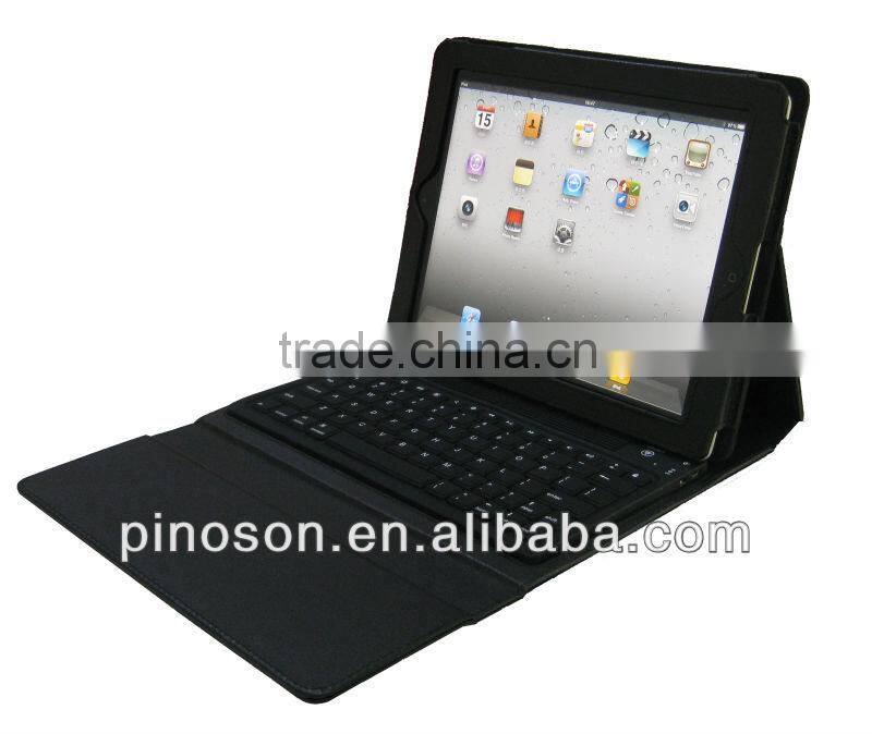 High quality bluetooth keyboard Synthetic leather case bluetooth keyboard for ipad2 and ipad3/ipad4