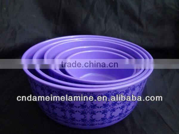 Purple color printed melamine bowl sets with lids