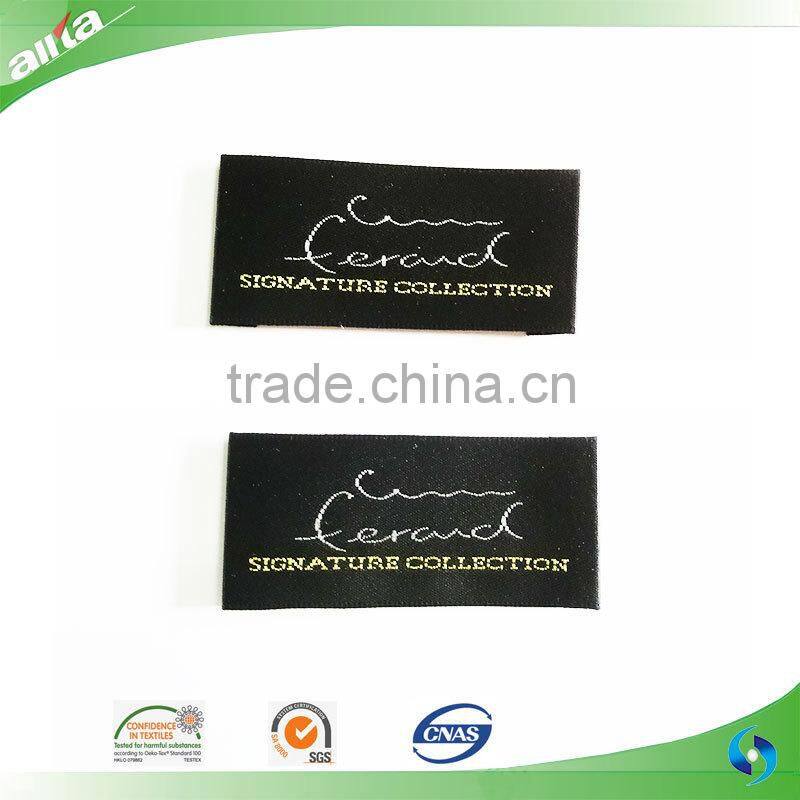 Customized satin woven label for clothing, wholesale garment woven label tags