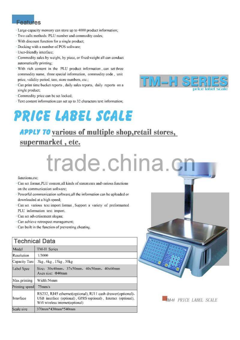 Table top 30kg commerical electronic printing labeling scale