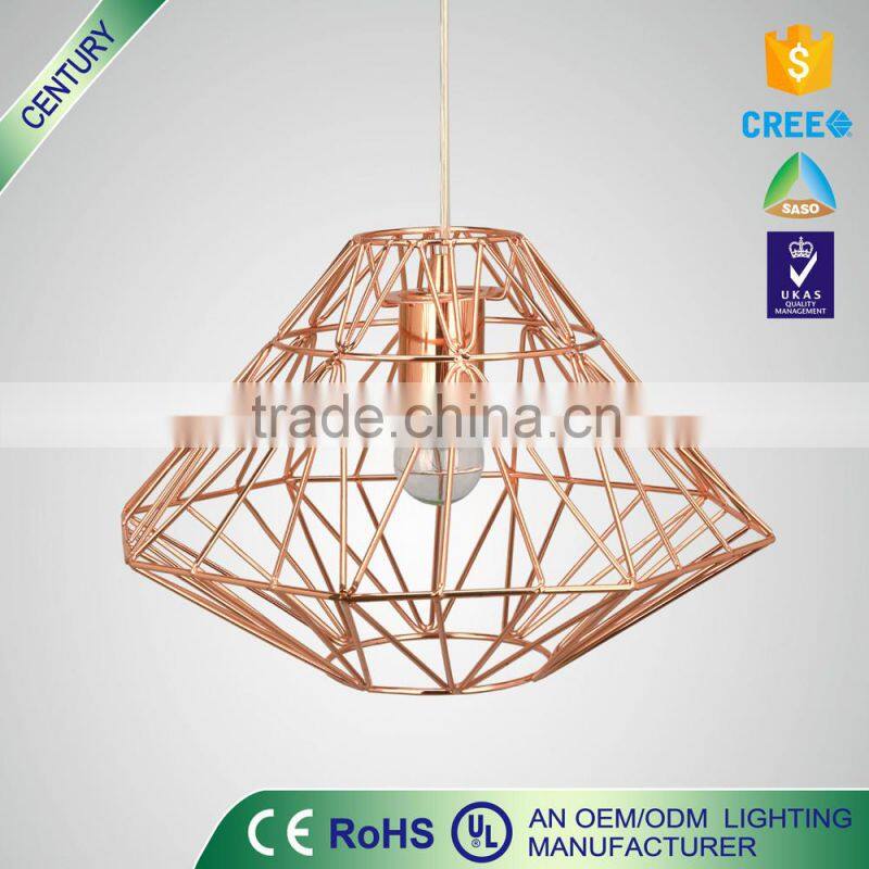 CE ROHS UL certificate led bird cage Modern Metal pendant lamp light Copper Color