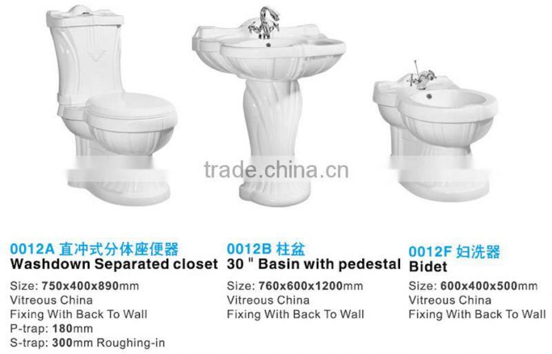 Ceramic bathroom design decorated suite two piece toilet