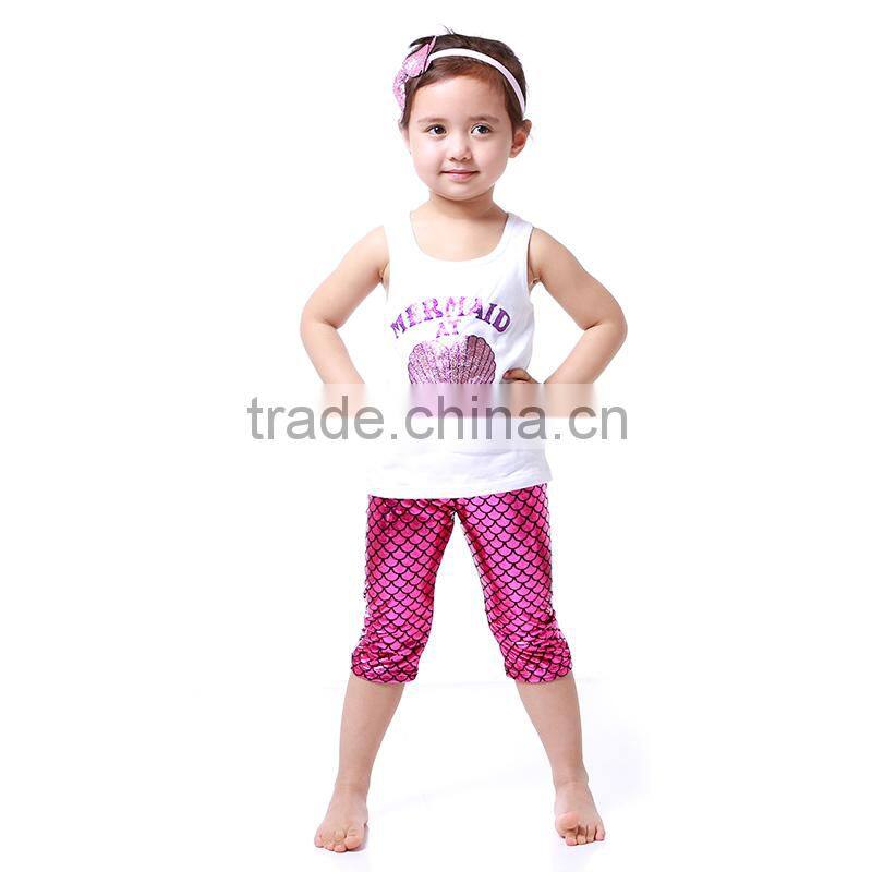 2016 Wholesale children's boutique tank top home wear set kids clothes set gold dot shorts baby girl outfit