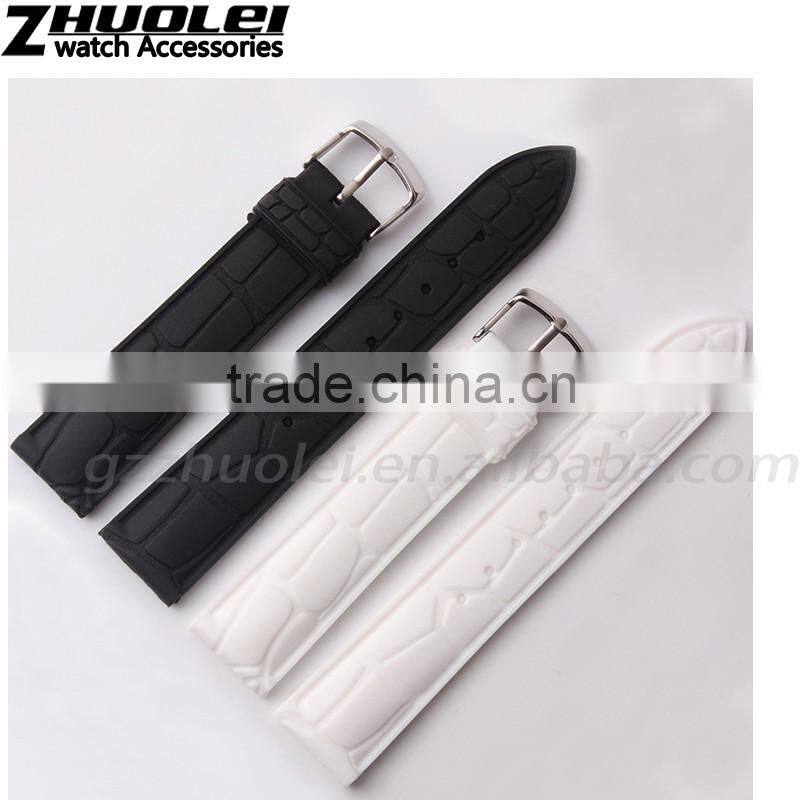20mm waterproof black white rubber watch strap Wholesale 3PCS