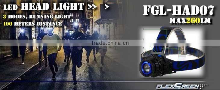zoom function rechargeable 3w xpe led running headlight