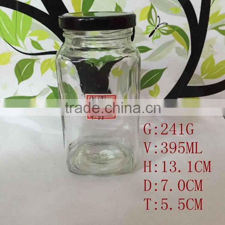 200ml square glass jar for honey with metal lid
