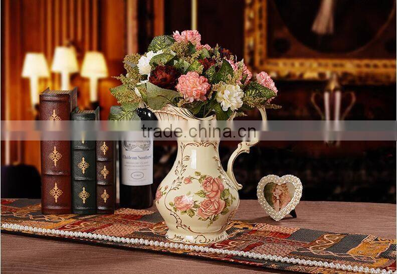 Hand painting ceramic porcelain flower vases european style with handle