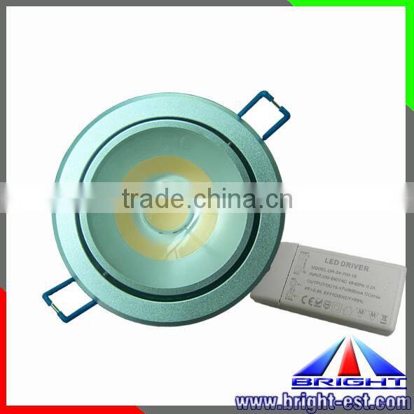 IP50 7W COB LED Downlight with Alluminum Alloy Body and 60degree Beam angle Len