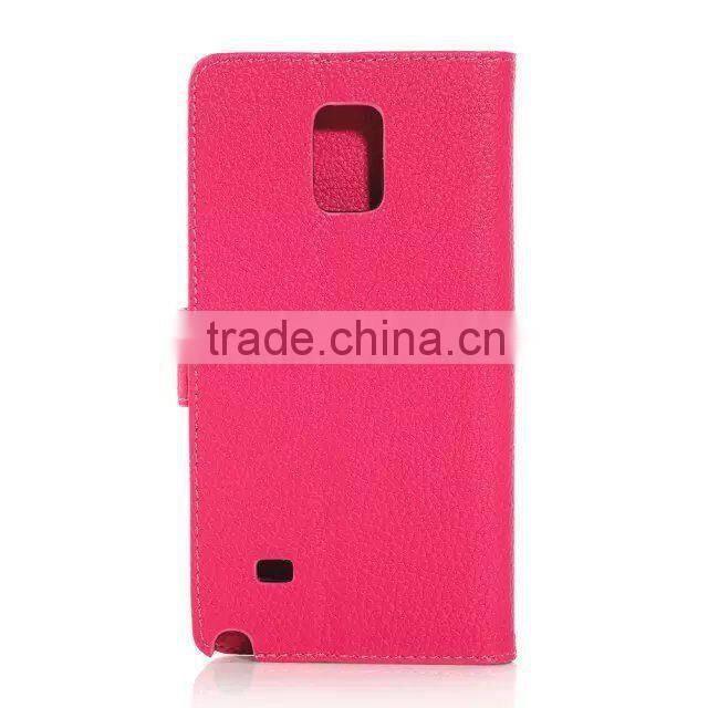 Litchi Pattern cell phone wallet leather case for Samsung Galaxy Note 4 F-SMNOTE4LC002