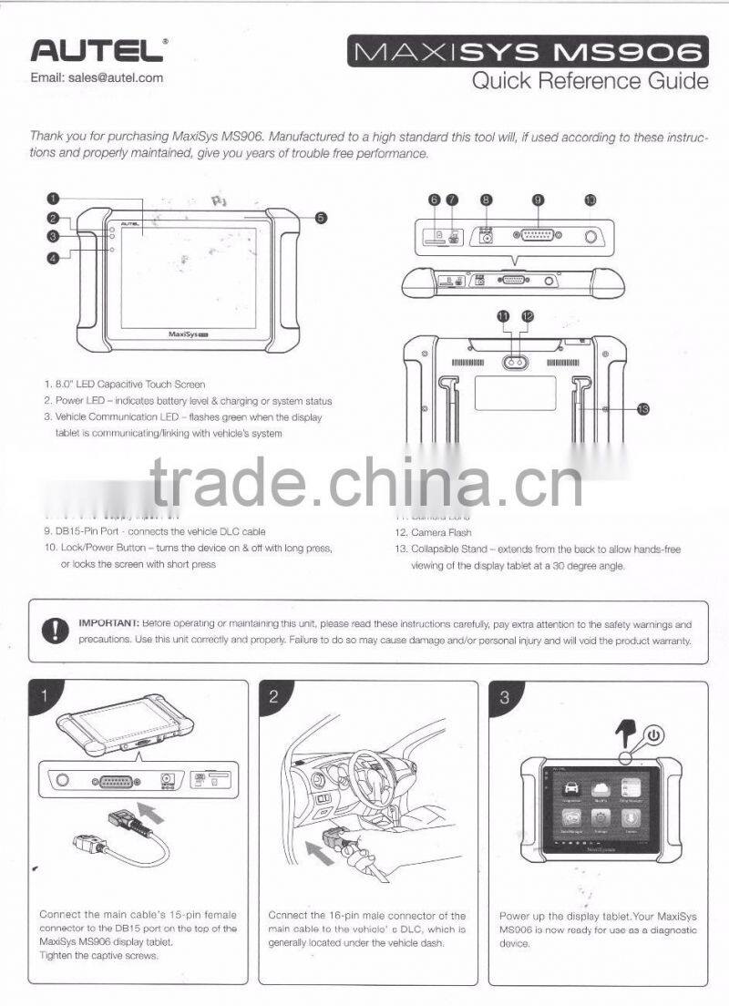 Original Autel latest engine scanner maxisys ms906 with PAD and faster diagnostic speed same function as ds708 auto scanner